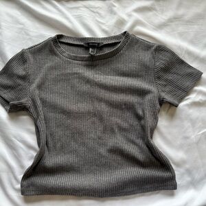 H&M Grey Ribbed Crop Tee